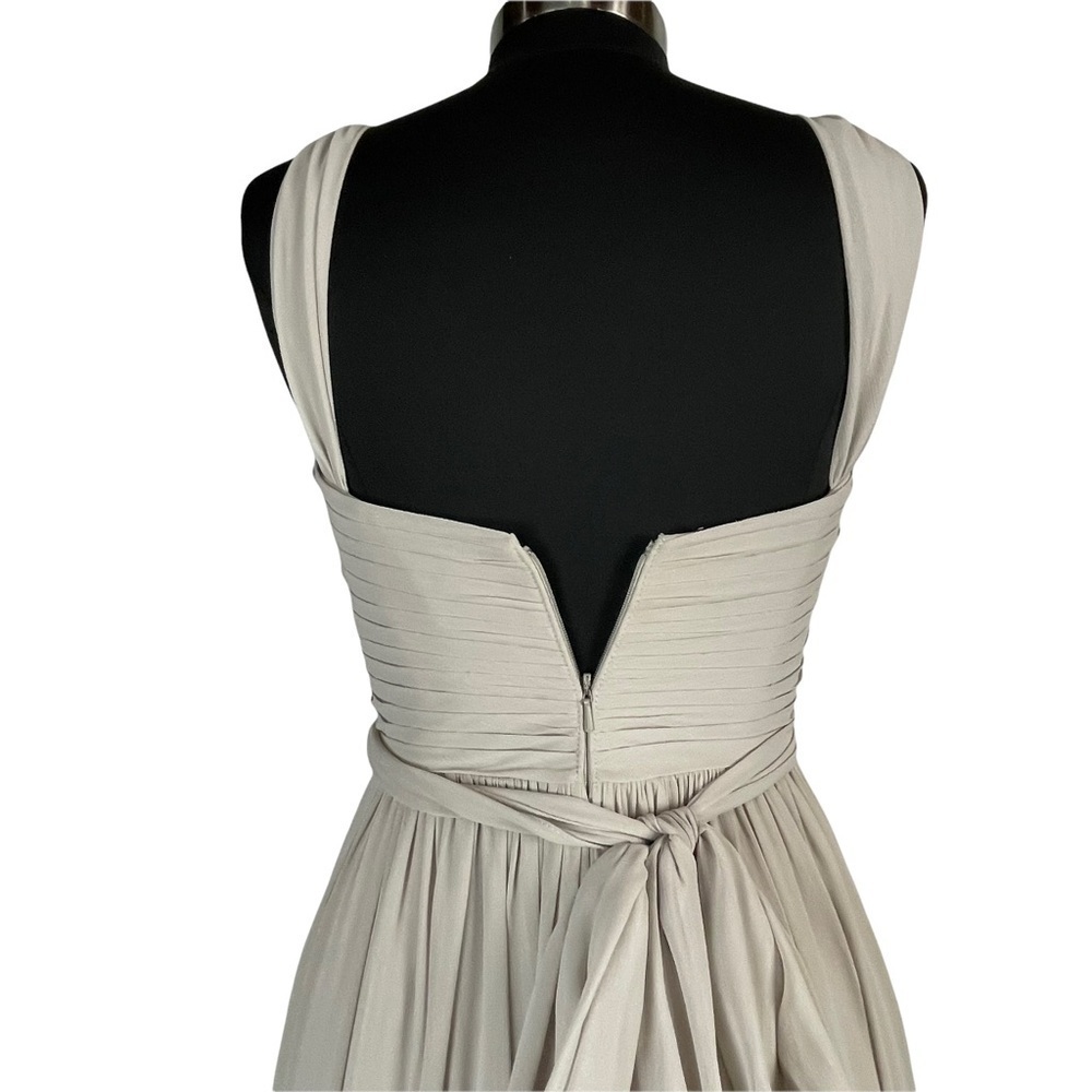 WATTERS MICAH SANDSTONE CRINKLE CHIFFON A LINE HALTER BRIDESMAID FORMAL GOWN - Picture 6 of 16